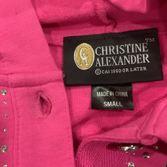 Christine Alexander Pink hoodie with Swarovski Crystal Studs Size S Perfect Cond - Picture 12 of 12
